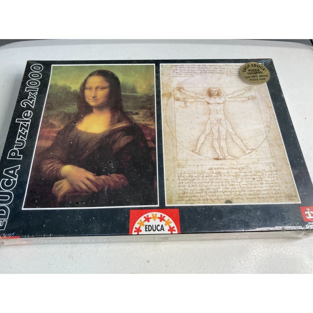 Educa Jigsaw Puzzle Combo 2 x 1000 Mona Lisa and Vitruvian Man OOP New Sealed